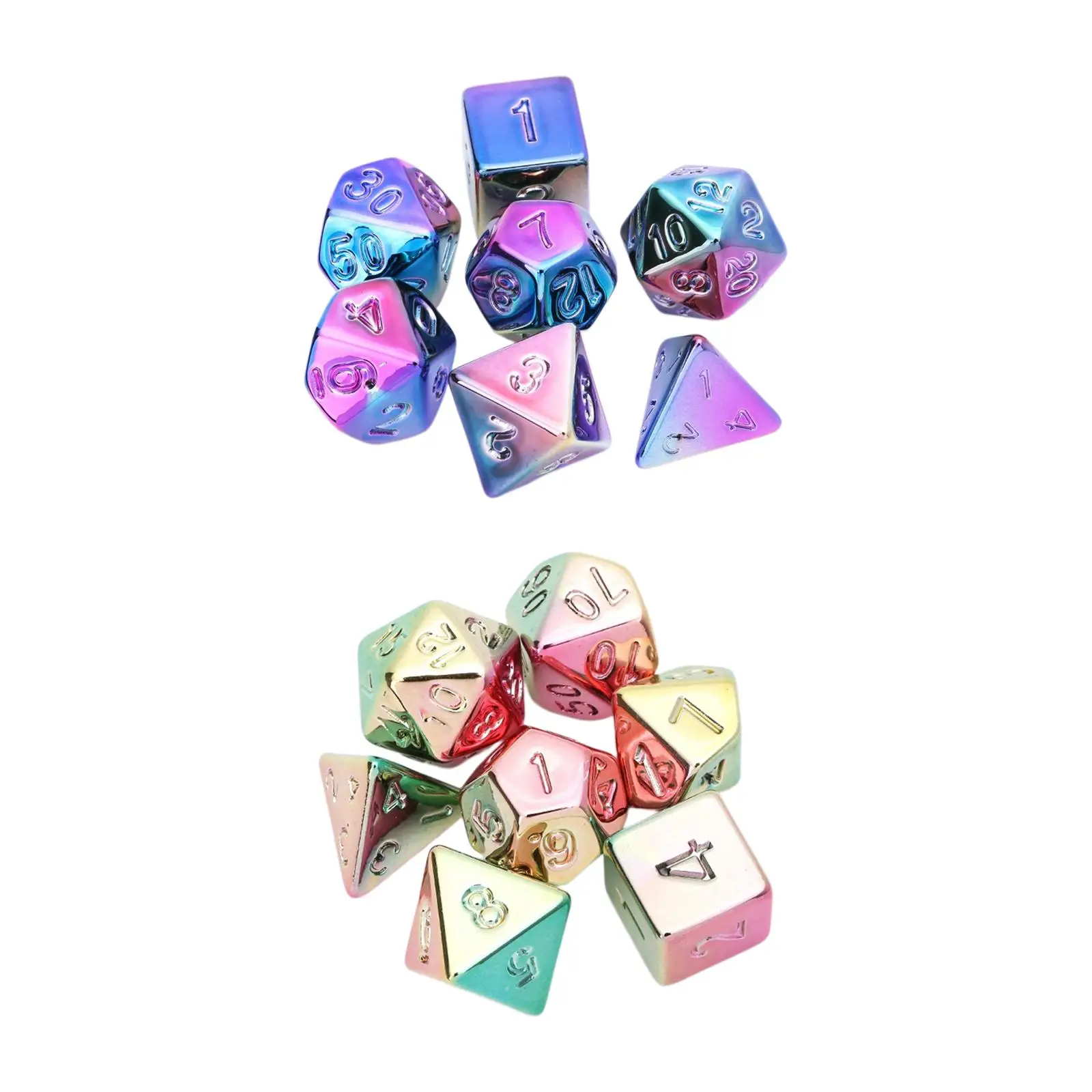7x Polyhedral Dices D6 D4 D8 D10 D12 D20 Lightwheigt for Role Play Math Game
