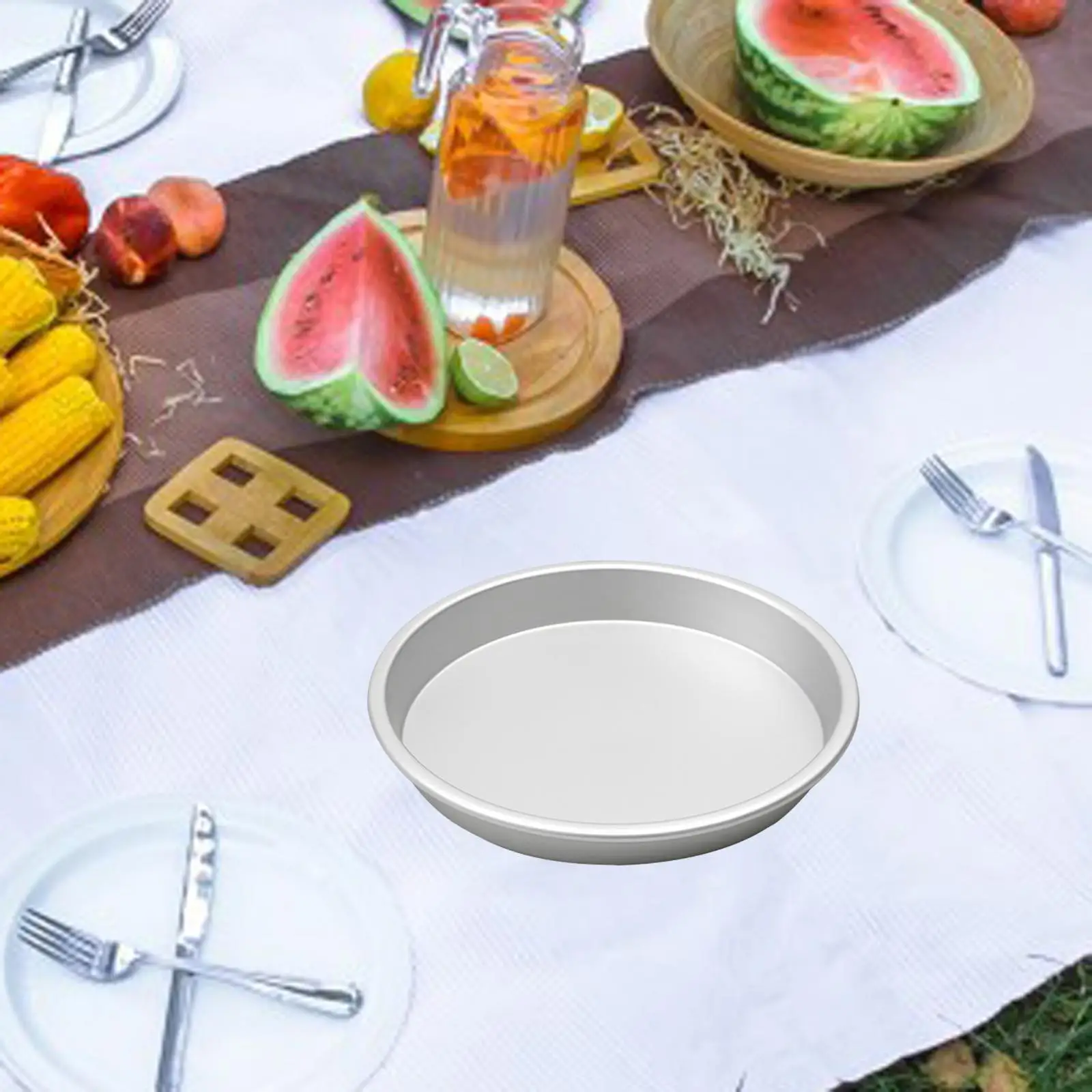 Camping Plate Aluminum Alloy Lightweight 8 Inches Portable Tableware Round Fruit Plate for Picnic Kitchen Hiking BBQ Outdoor