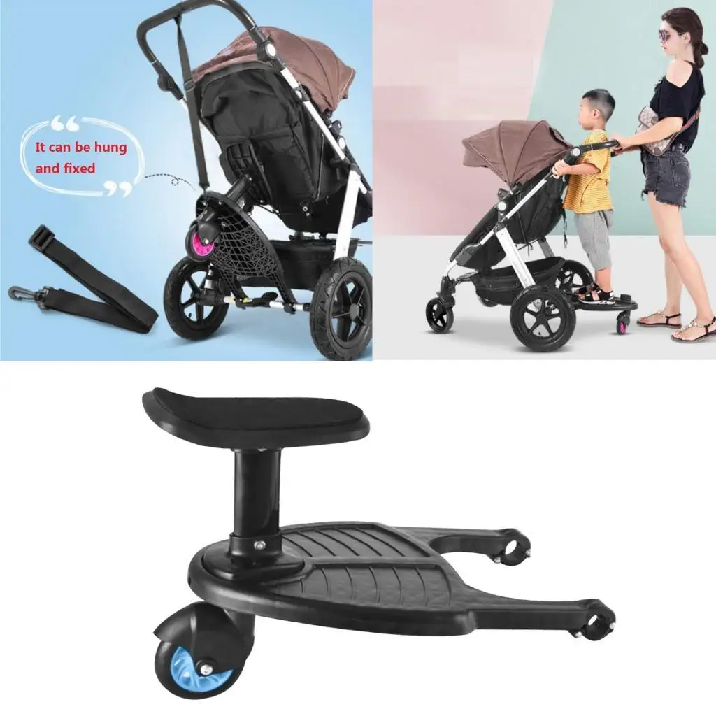 Buggy Stroller Step Board Stand Child Wheeled Pushchair Connector with Seat