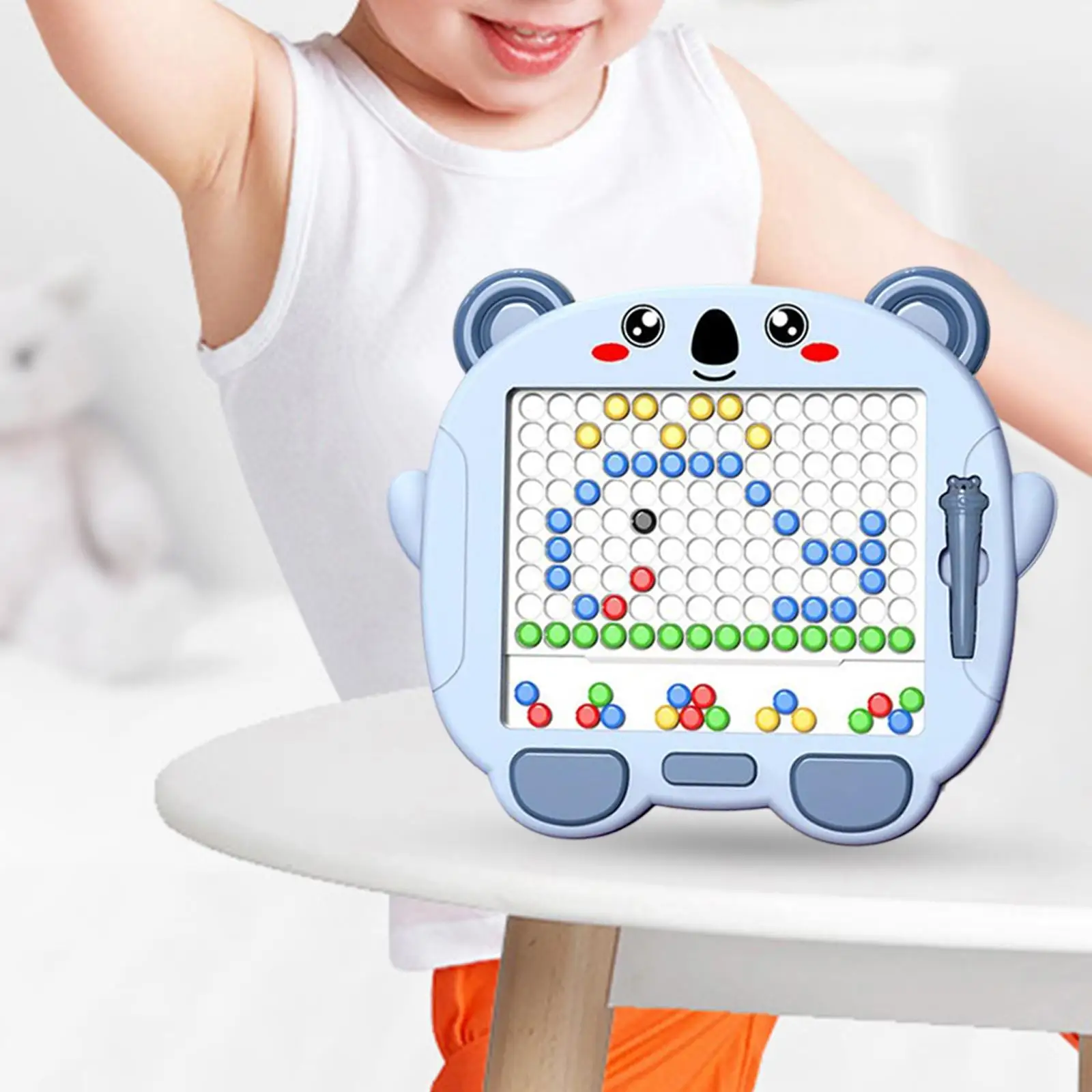 Portable Drawing Board Early Education Color Recognition with Colourful Beads Painting Board for Toddlers Boys Holiday Gift