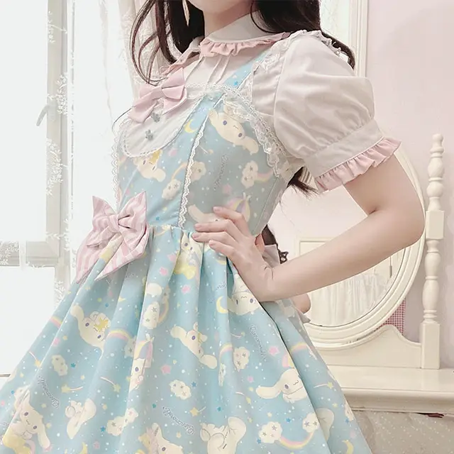 My Melody Pastel Goth Pink Lolita Cosplay Anime Kawaii Harajuku Baby doll  Dress