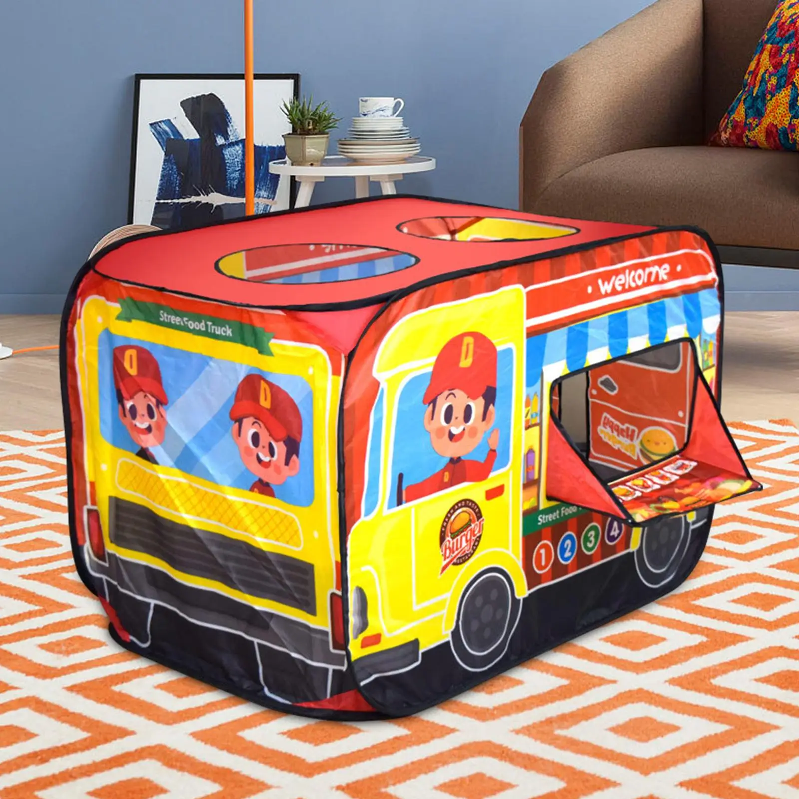 Children Playhouse Tent Burger Cart Space Saving Gift Indoor Children Play Tent for Games Camping Playground Home Children