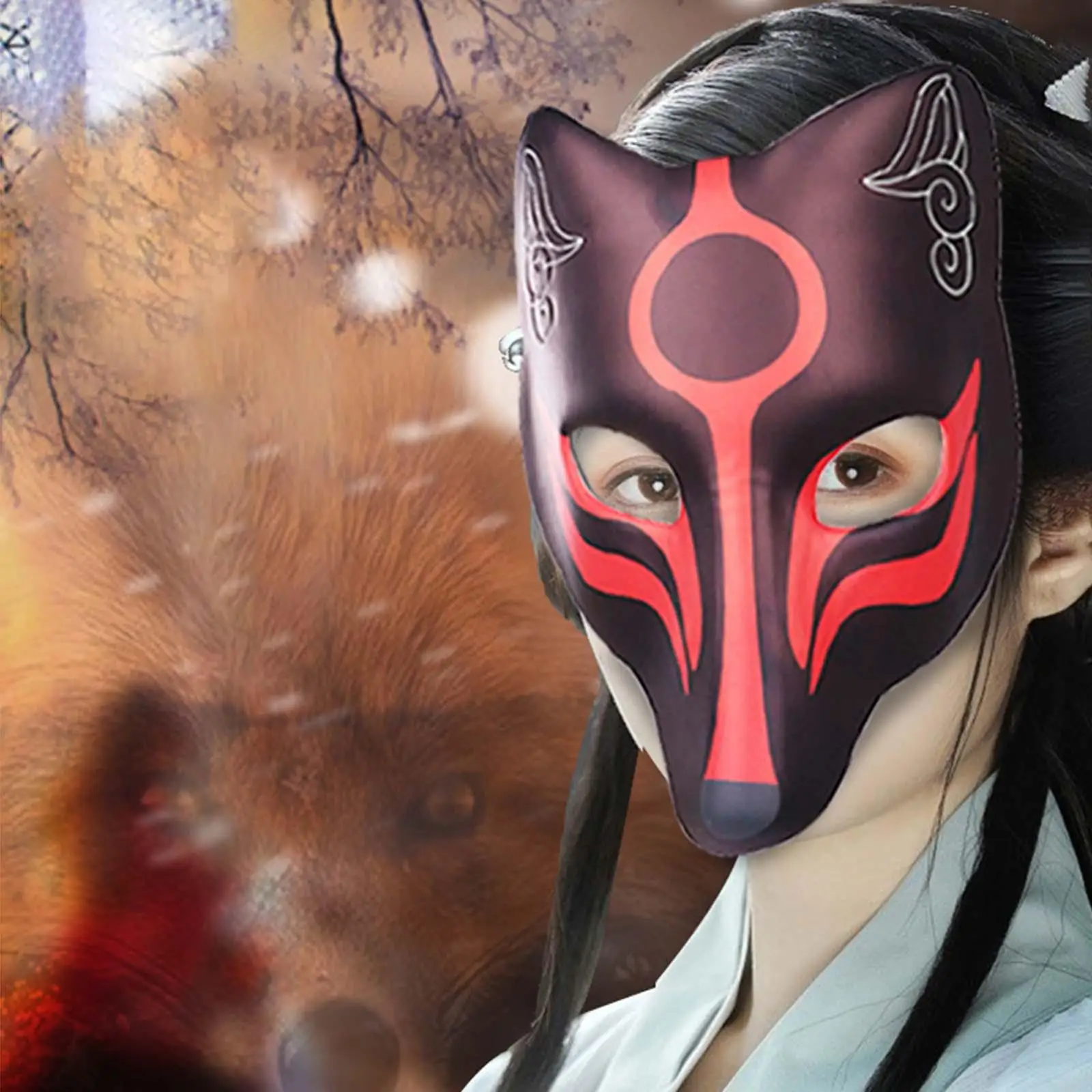 Japanese  Fox Masks Cosplay Face Mask Anime Masks for Wedding Party