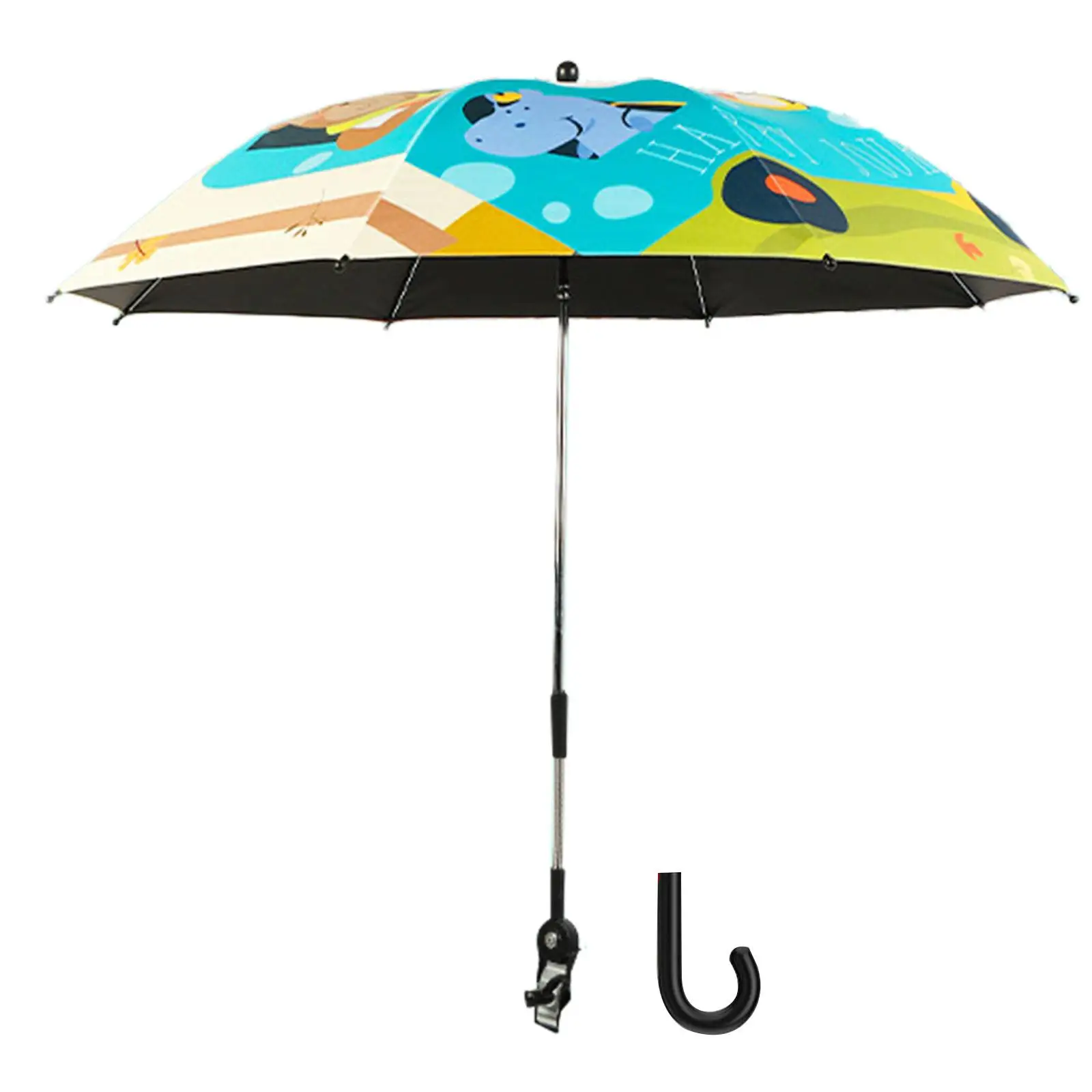Baby Pram Umbrella 33.5inch with Umbrella Clip Fixing Device 360 Degree Stroller Sun Shade for Trolley Beach Chair Pushchair