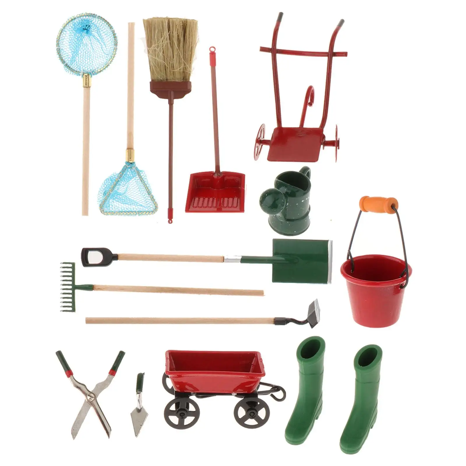 14x 1:12 Simulation Gardening Tools, Kids Cleaning Toys Mini Ornament Garden Furniture Miniature Tool Miniature Garden Tools,