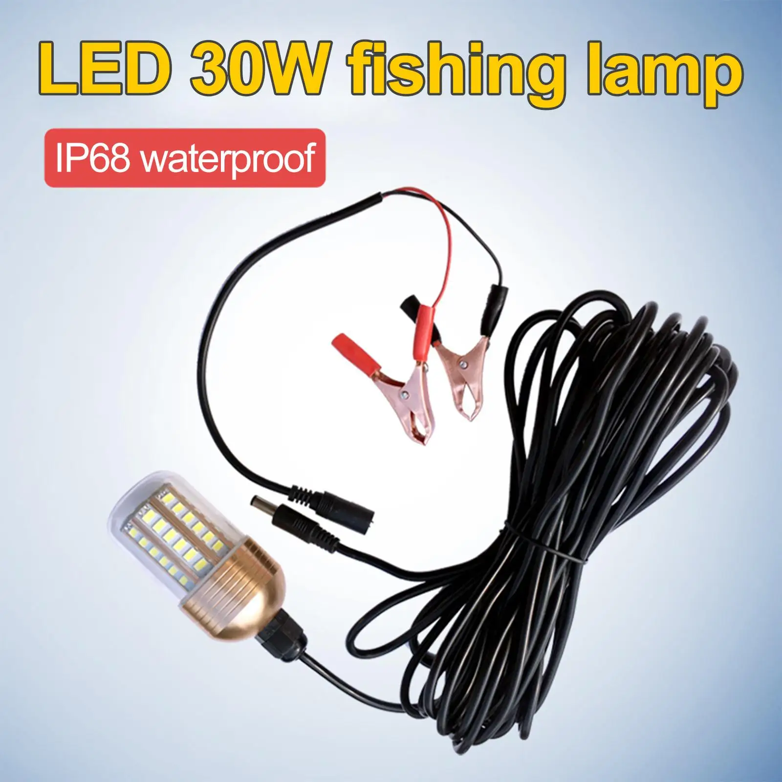 12V 30W Underwater LED Fishing Light Boat Squid Fish Prawn Lamp Lighting