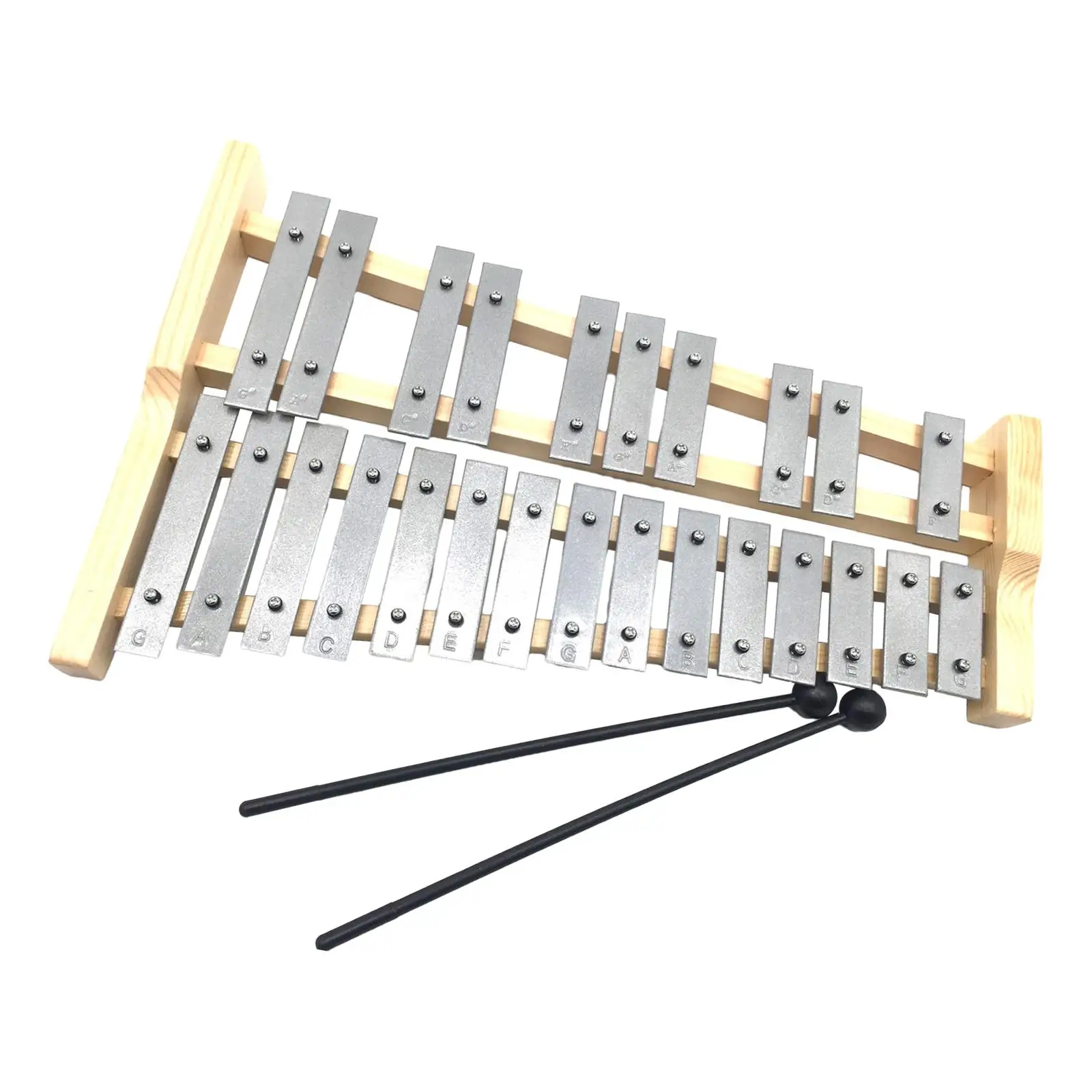 Aluminum Xylophone Wooden Frame Portable Professional Compact Gifts for Beginners 25 Note Glockenspiel Educational Percussion