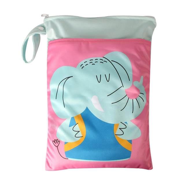 Diaper Pouch Baby Nappy Bag Reusable Printed Infant Diaper Bag Waterproof Wet and Dry Bag for Beach Daycare Travel Outdoor