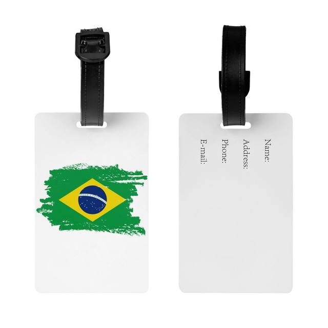 Tag da bagagem do futebol do Brasil com cartão de nome, senha