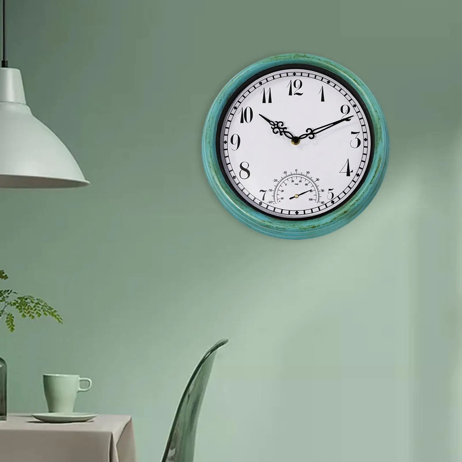 12 inch Wall Clock Silent with Temperature Waterproof Easily Read Indoor Outdoor Wall Clocks for Patio Fence Garden warehouse