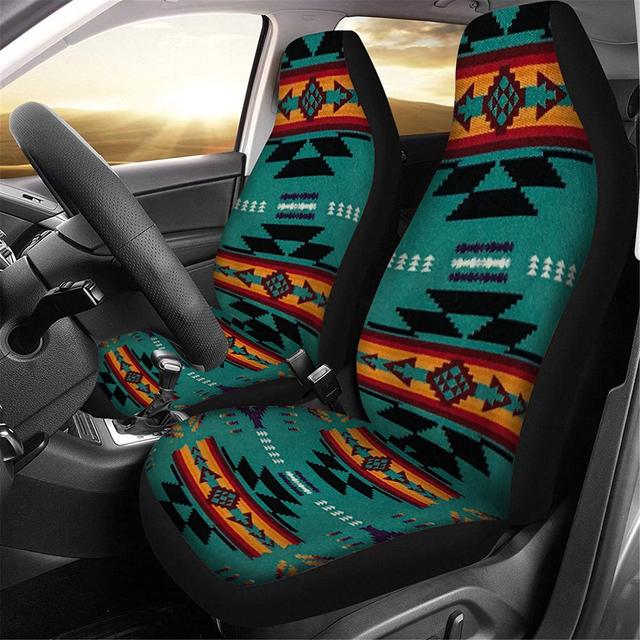 Blue Purple Persian Ethnic Aztec Boho Chic Bohemian Pattern Car Seat Covers Pair, authentic 2 Front Seat Covers, Car Seat Protector, Car Accessories