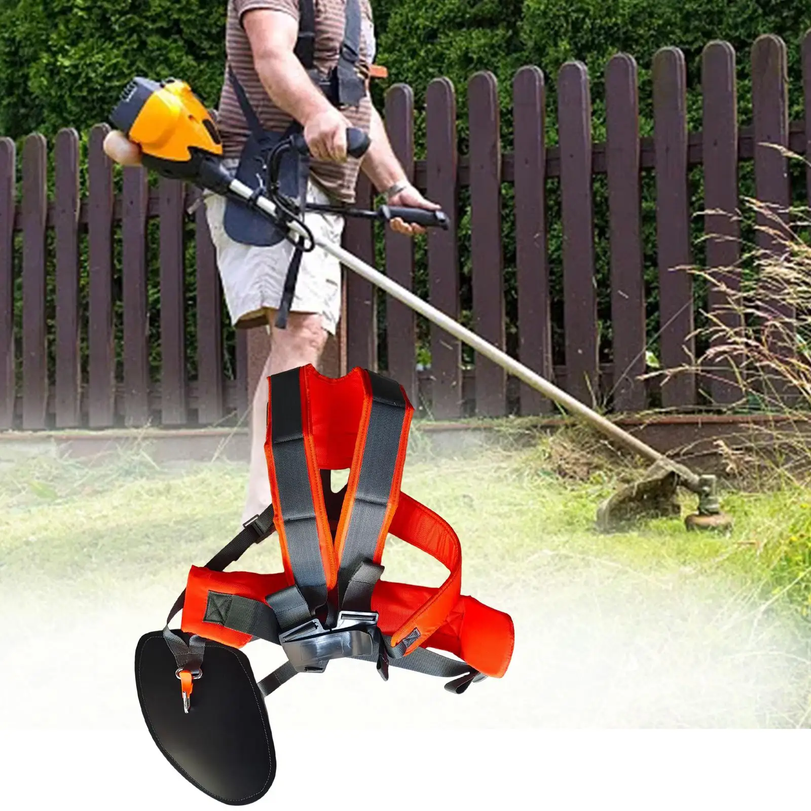Universal Lawn Trimmer Mower Double Shoulder Strap Orange and Gray Convenient to Wear Oxford Cloth for Agricultural Tool Durable