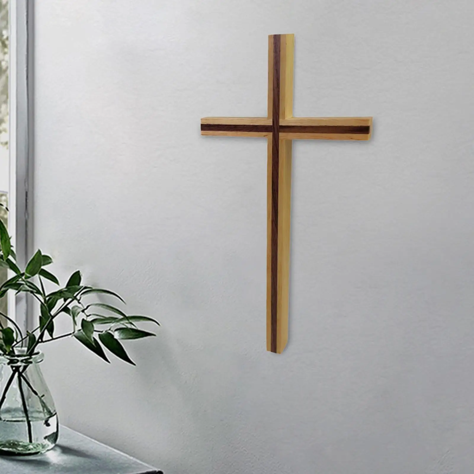 Wood Cross Jesus Prayer Wall Hanging Crucifix Ornament Thanksgiving Bedroom