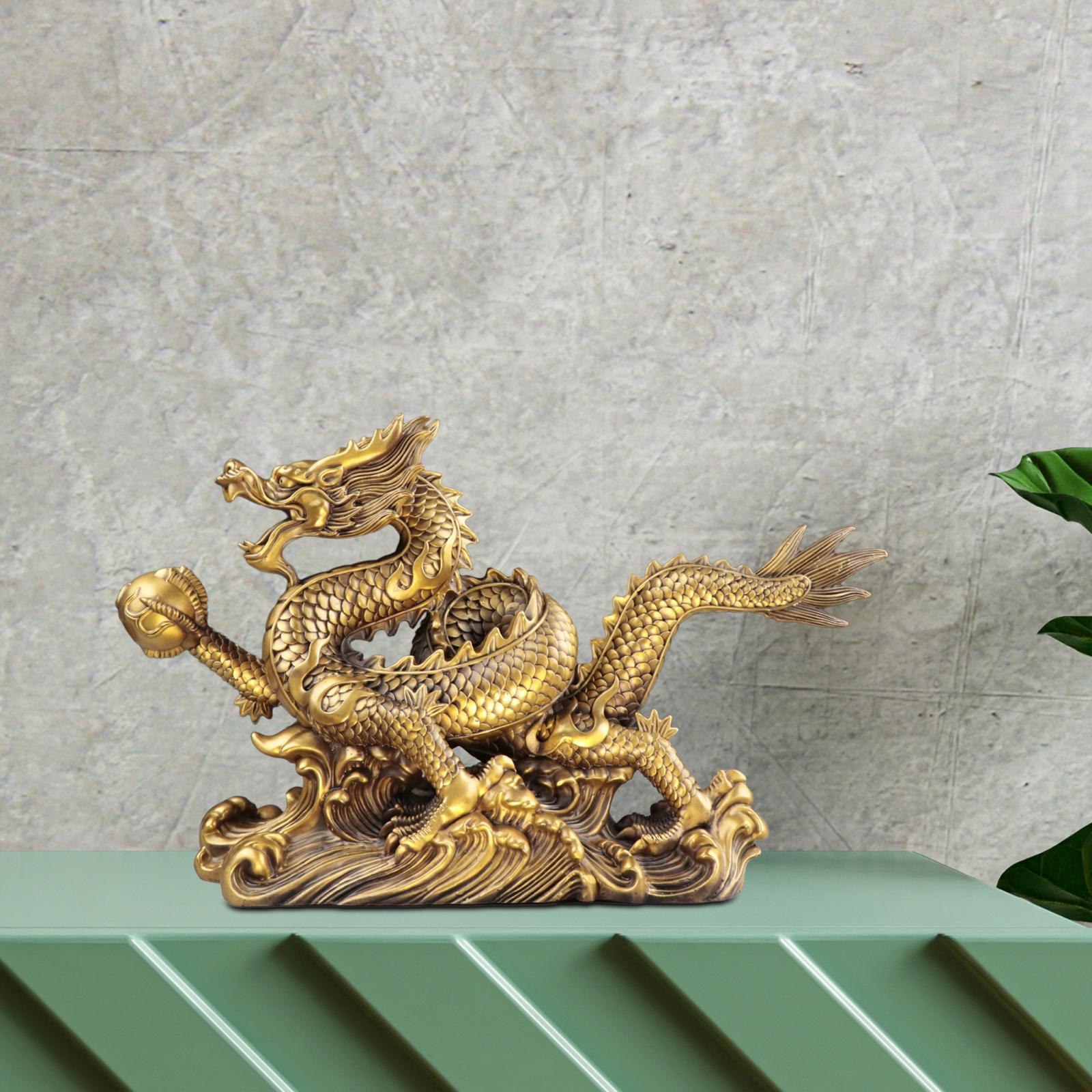 Feng Shui Dragon Statue Good Lucky Gifts Tabletop Decor Prosperity Decorative Figurines Sculpture for Indoor Home Decor Office