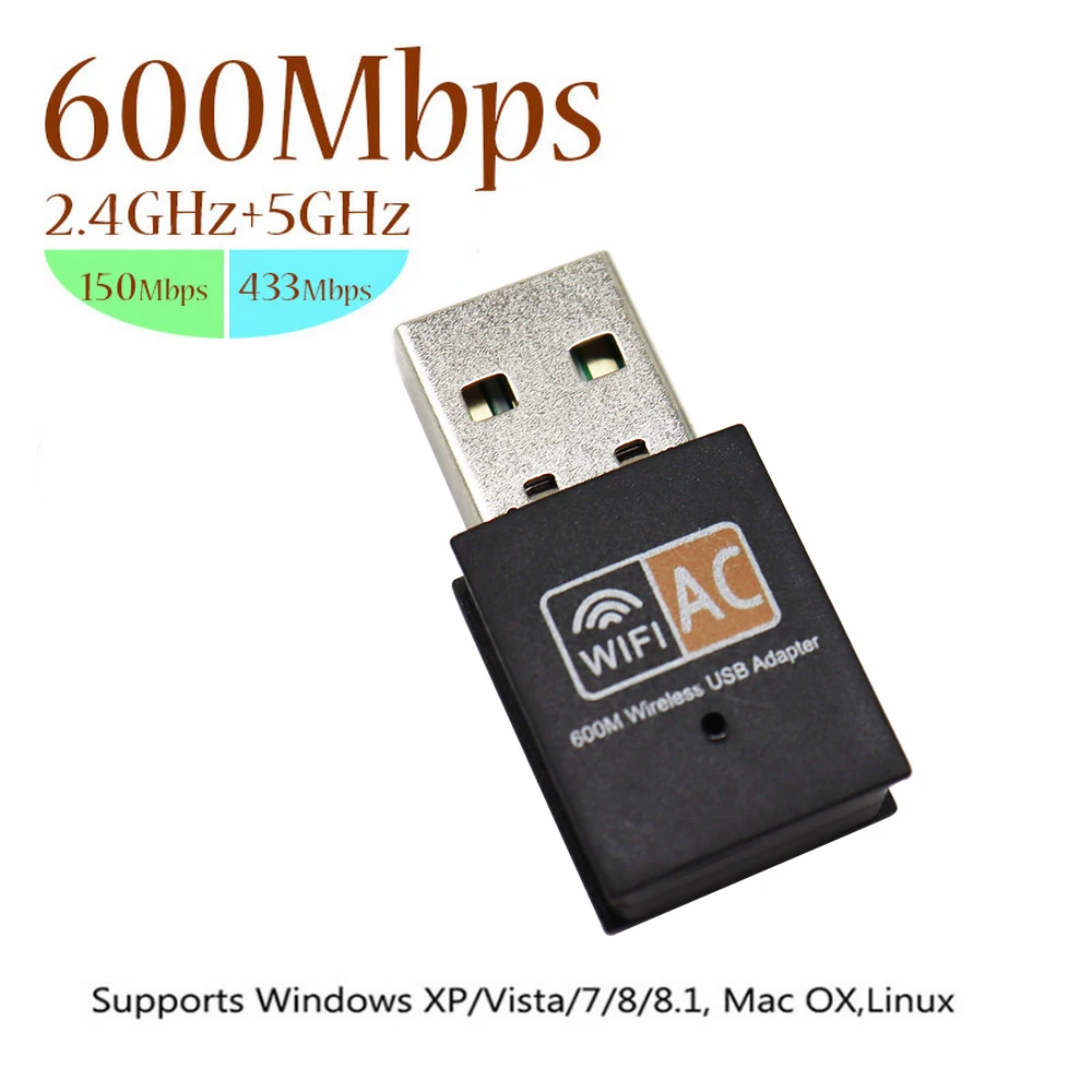 600mbps 2.4GHz+5GHz Dual Band USB Wifi Adapter