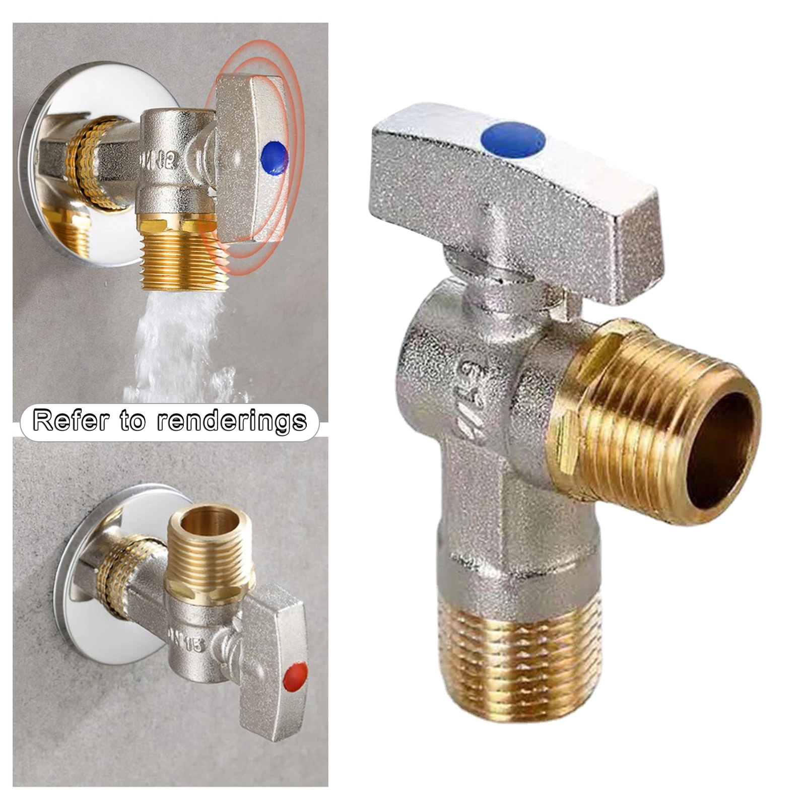 Brass Flow Angle Value Plumbing Fitting Triangle Water Water Shut Off Angle for Faucet Sink Toilet Bathroom