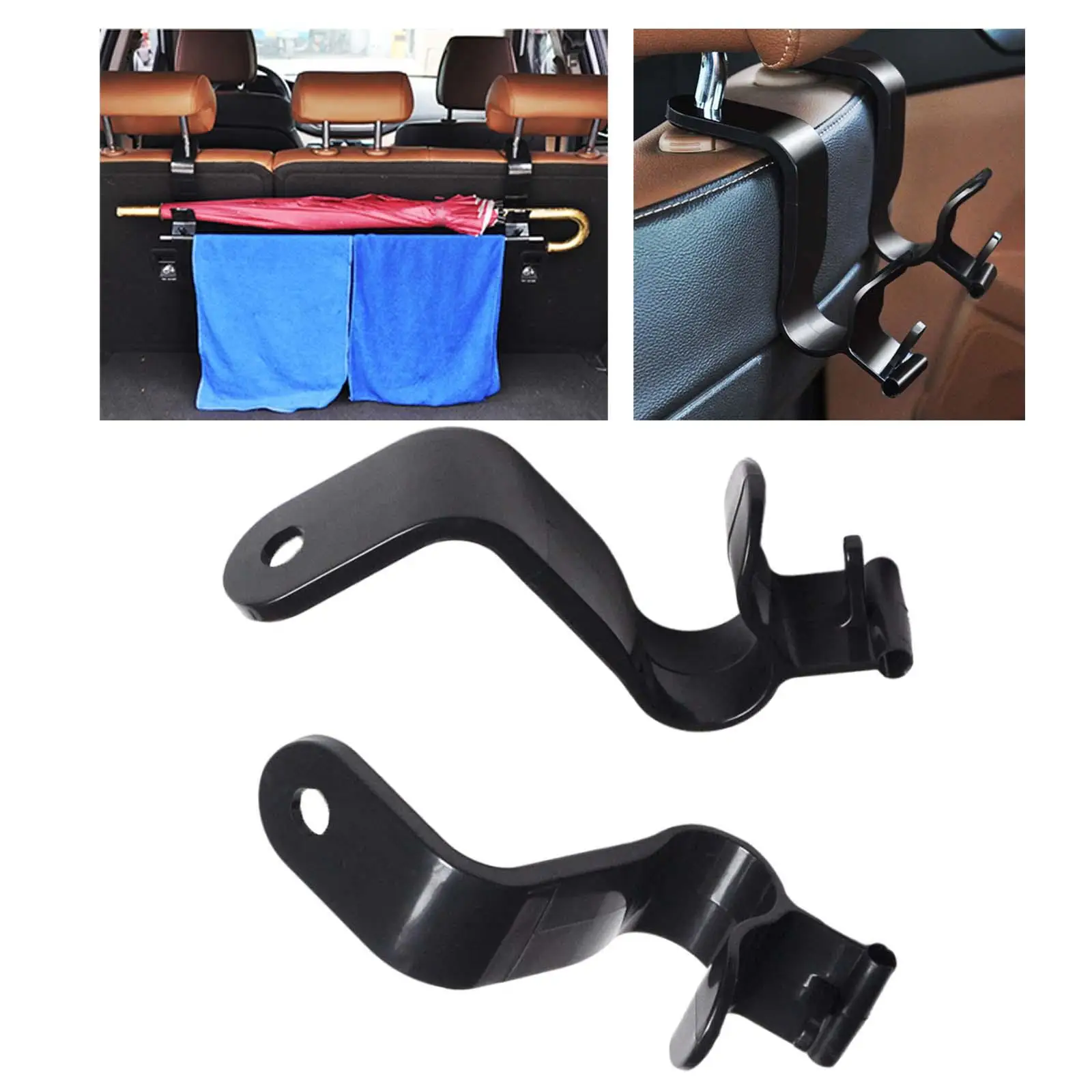 2x Car Seat Headrest Hangers Hook Replace Grocery Bag Umbrella Hanger Towel Hooks 20kg Load Storage Organizer Interior Holder