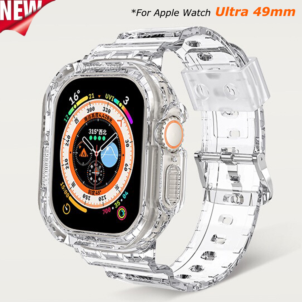 Silicone Case Strap For Apple Watch Ultra 49mm Waterproof ULTRA Band For  iWatch Series 8 7 41mm 45mm 6 5 4 3 SE 38 42MM 40 44MM