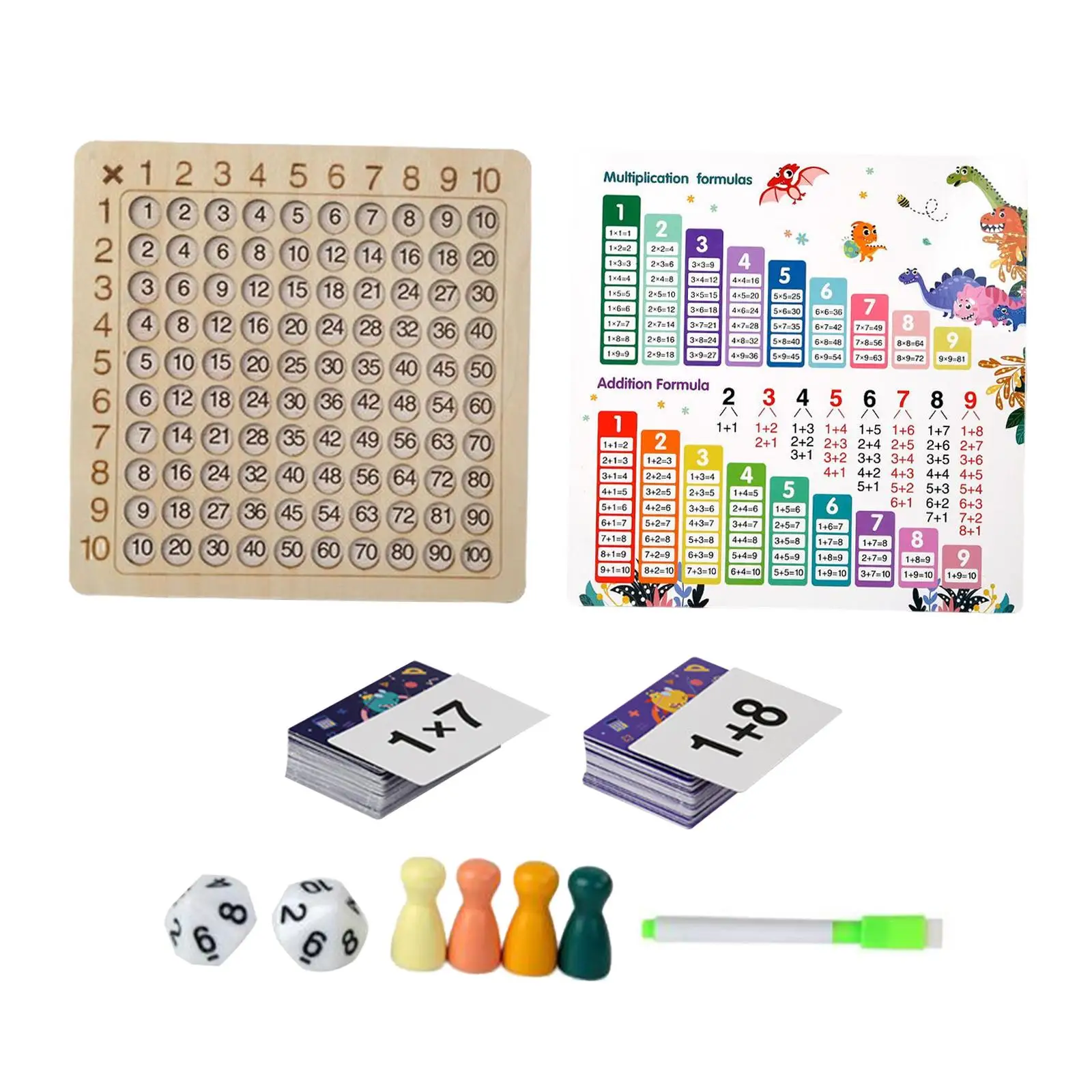 Wooden Math Multiplication Addition Board for Kids Learn While Playing Preschool