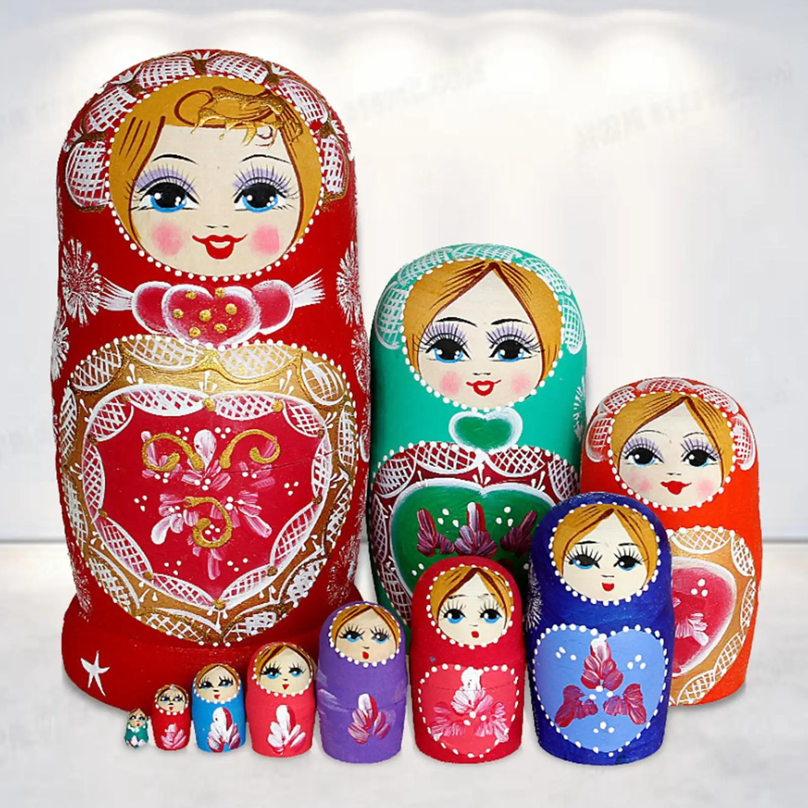 10Pcs Handmade Nesting Dolls Nested Toy Matryoshka Dolls for Table Office Home Decor Ornament