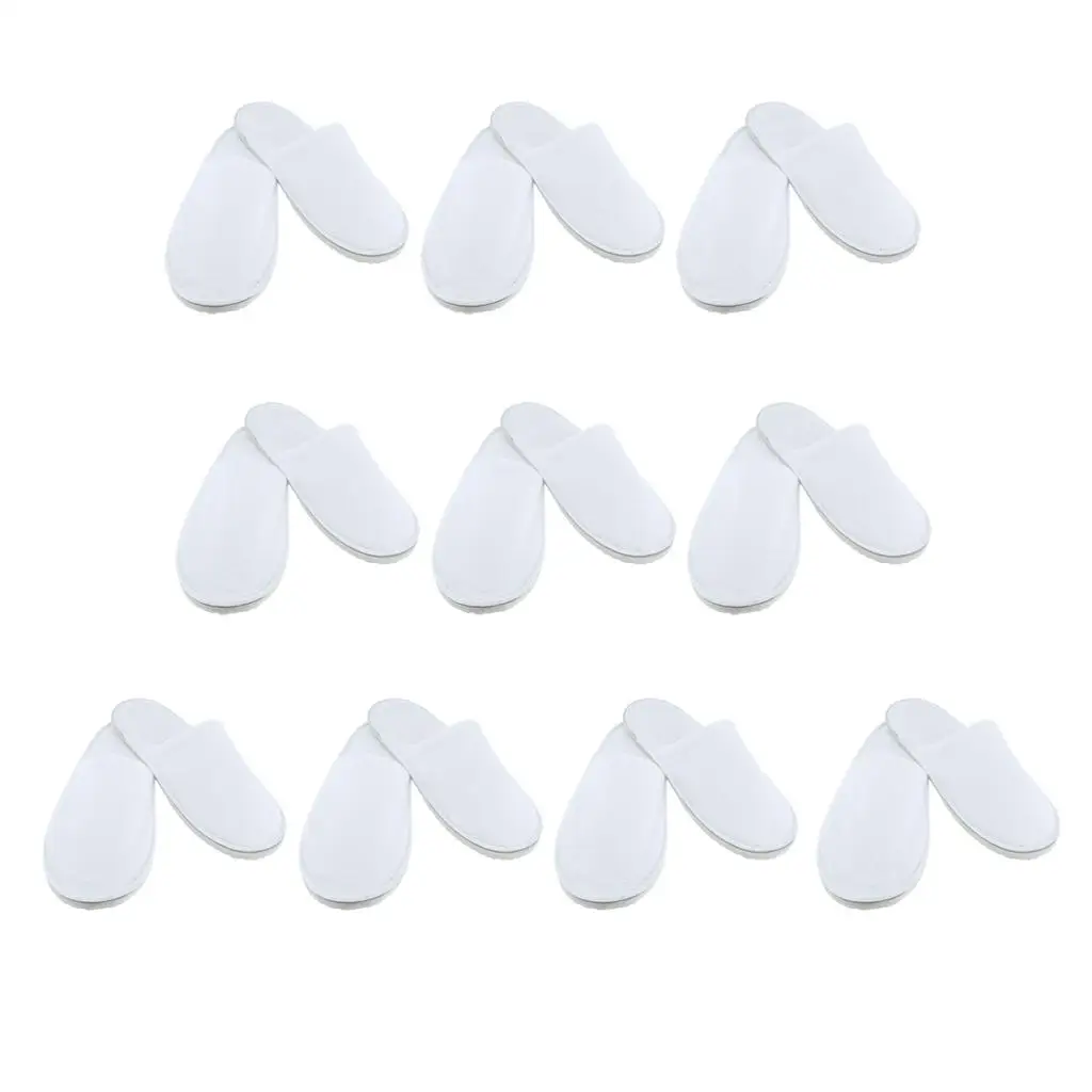 10 Pairs Closed Toe White  Slippers - One  Most Men and Women - for Spa, Party/Home Guest, Hotel and 
