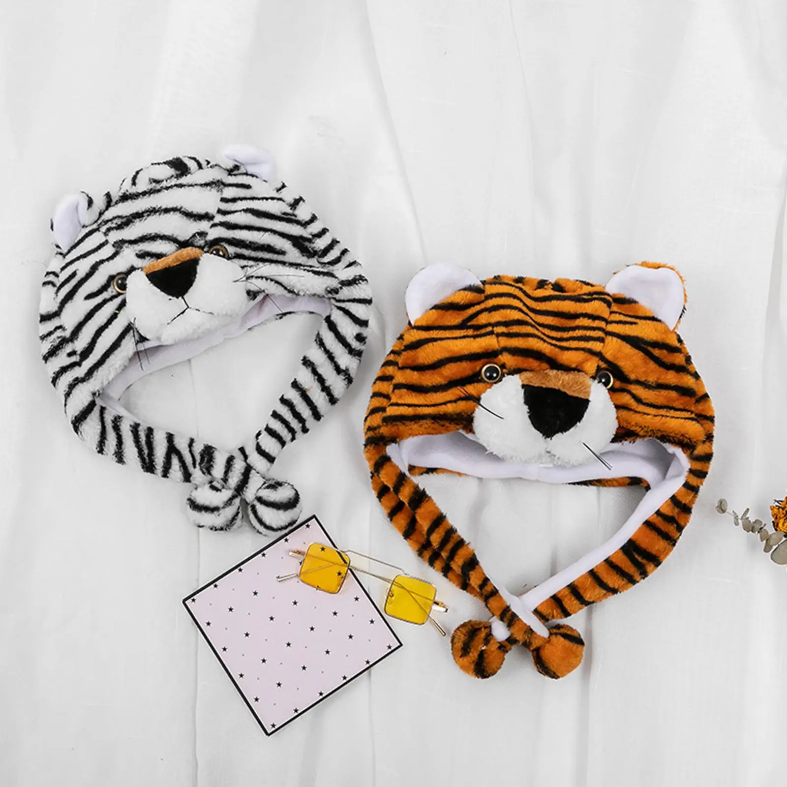 Funny Tiger Plush Hat Headgear Stuffed Cap Performing Props Warm Lovely Gifts Headcover for Housewarming Halloween Teens