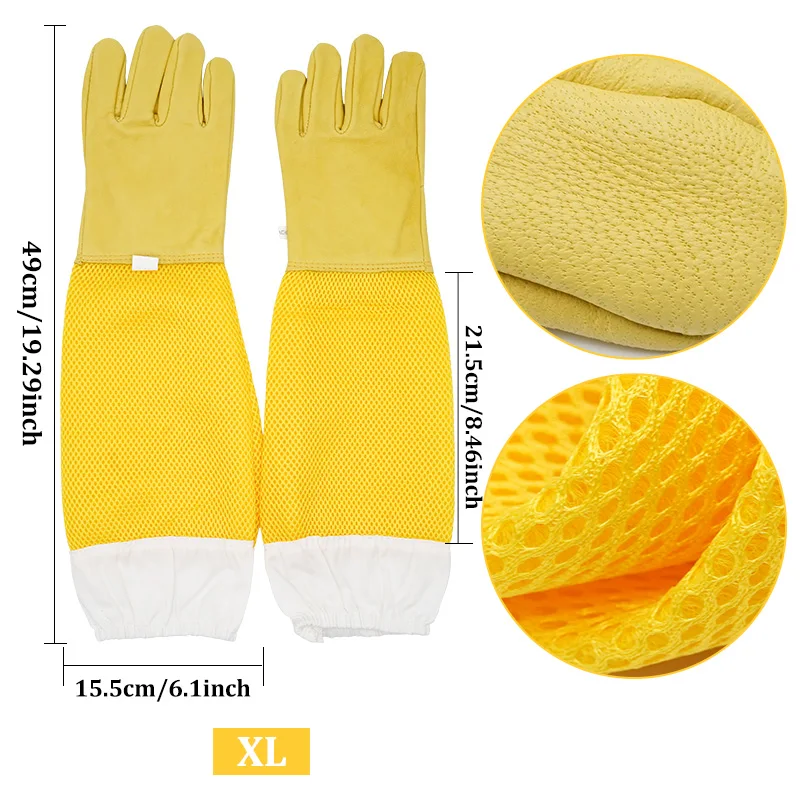 Description Picture 4 of item1 Pair Beekeeper Gloves Protective Sleeves Ventilated Professional Anti Bee for Apiculture Beekeeper Prevent Beehive Tools