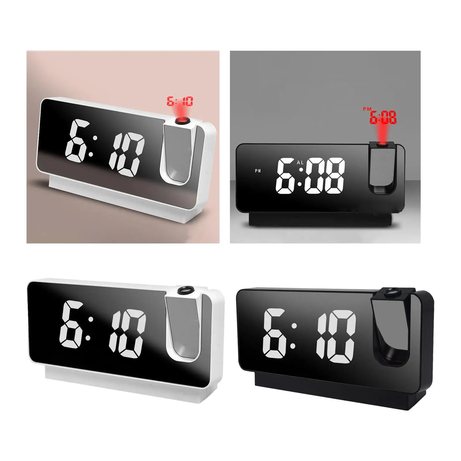 Projection Alarm Clock USB 180 Rotatable Snooze Function Digital Clock for Elderly