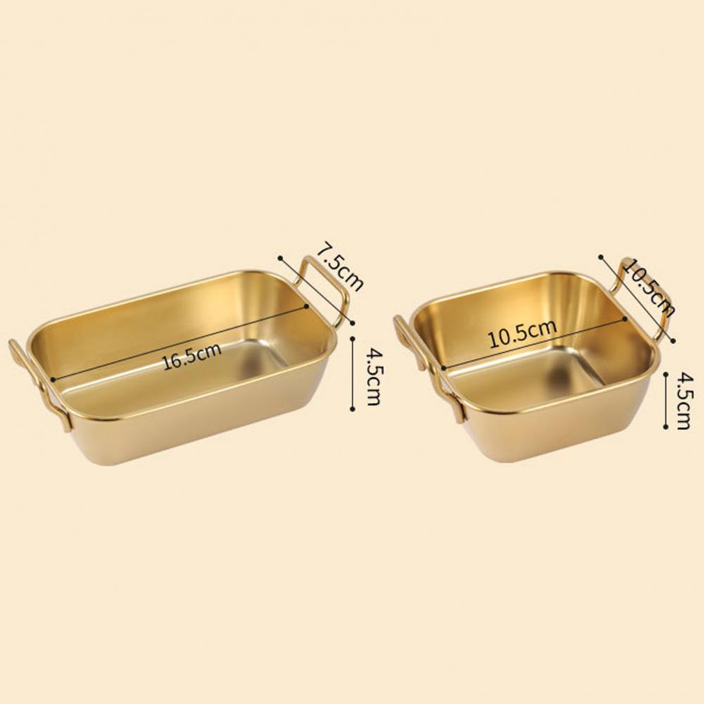 Gold Plated Square Dish With Handle Large Size: 10 X 18 X 4.5Cm