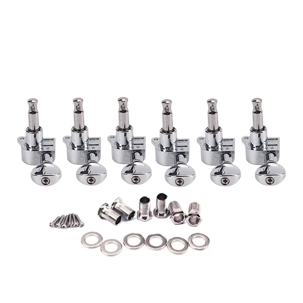 Guitar String Machine Heads 6L Tuning Pegs  Set Chrome