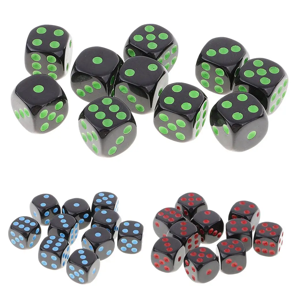 10Pcs D6 Dice Six Sided Spot Dices Set for  and  RPG MTG Party Board Games Casino Supplies
