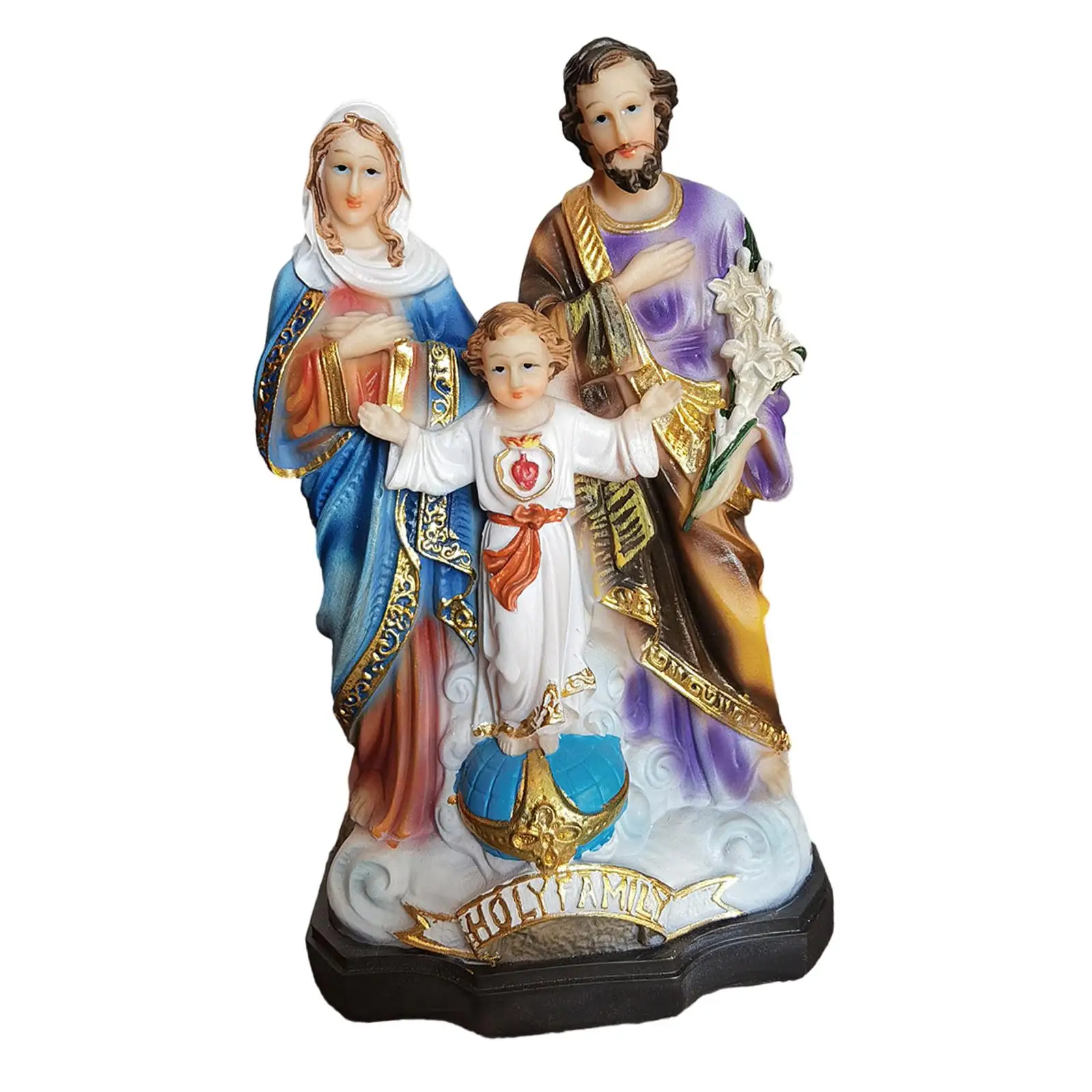 Holy Family with Child Figure Religious Gift Decoration Gifts, Family Sculpture Jesus Family Statue for Shelf Living Room
