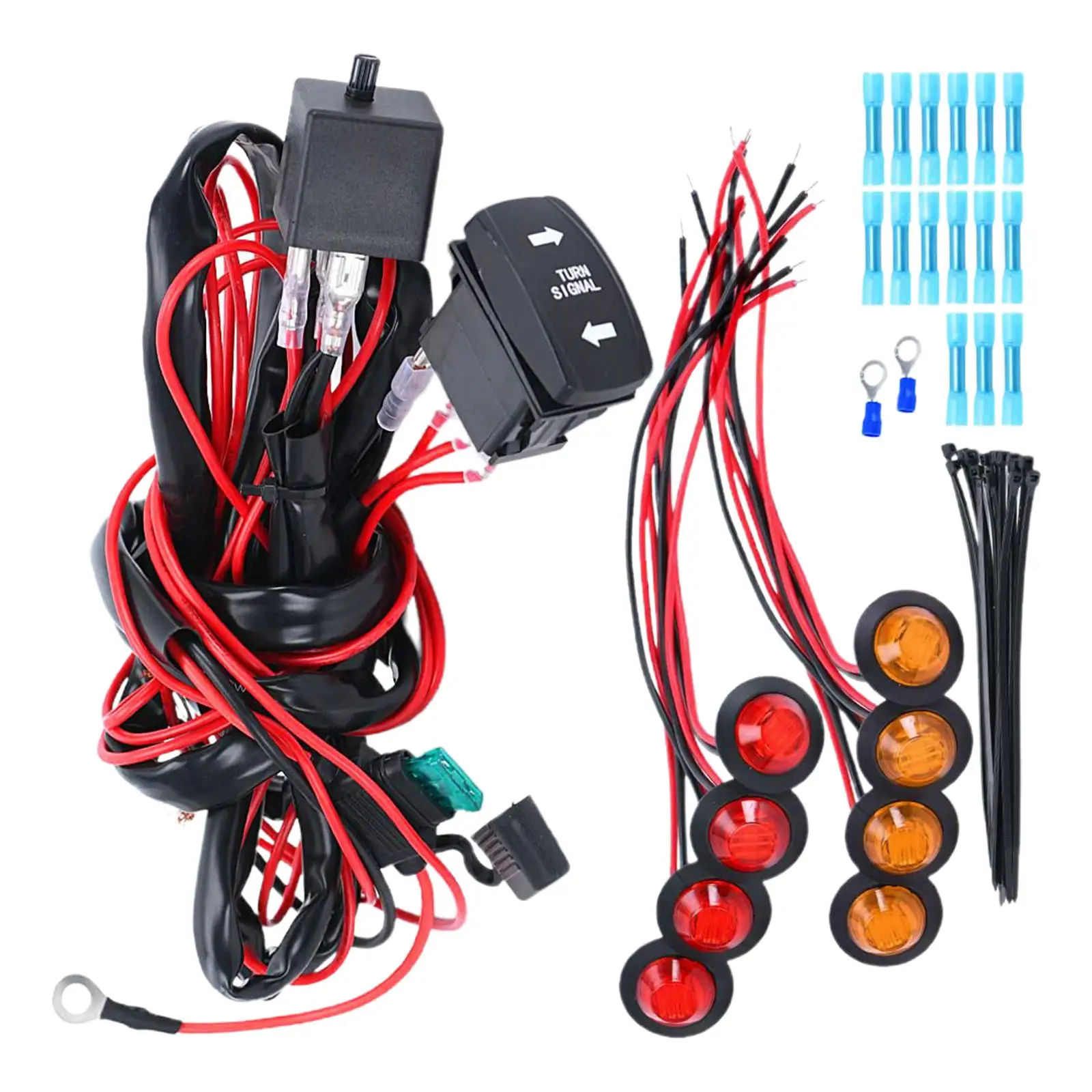 ATV UTV Rocker Switch Turn Signals Kit Easy to Install High Performance Turn Signal Light Flasher Relay Wire Harness Universal