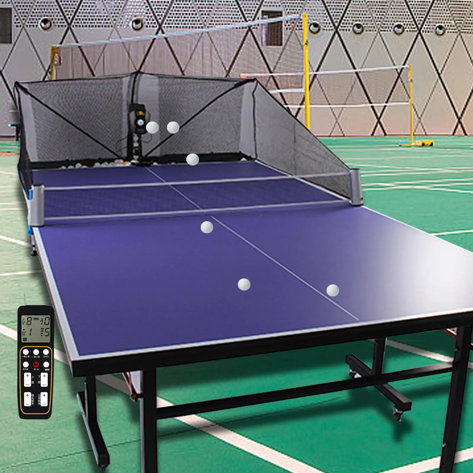 Table Tennis Ball Machine with Ball Collet Catching Net, Ping Pong Robot Trainer for Beginners Exercise