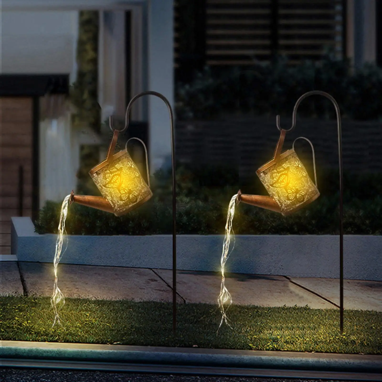 Solar Powered Water Can Light Art Lamp Kettle String Lights Hollow Garden Lawn Lamp for Patio Garden Yard Pavilions Ornaments