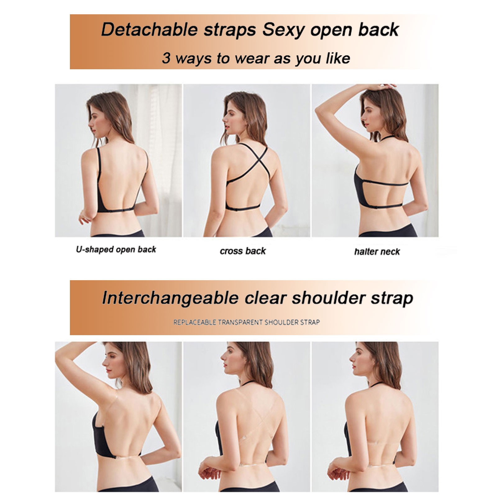 Women'S Low Back Bra Wire Lifting Deep U Shaped Backless Bra Women Seamless Bra Sexy No Wire Push Up Underwear Girls Students