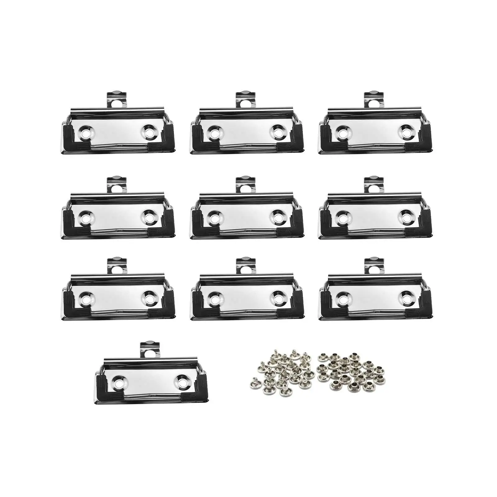 10 Pieces Clipboard Clips Mountable with Rubber Feet Hardboard Clips Spring Loaded Surface Mount Handle Hook for Office Supplies