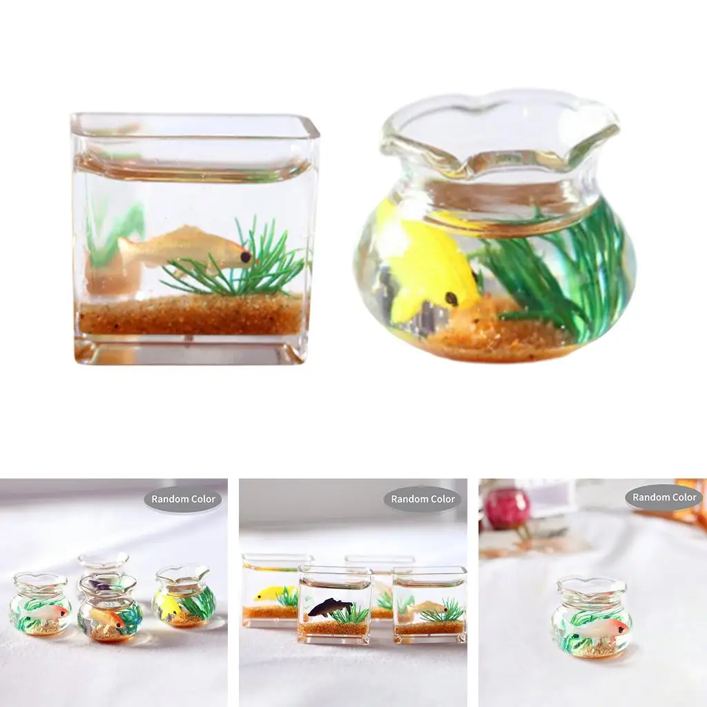 Dollhouse Fish Tank Dollhouse Decor Miniature Goldfish Bowl for Xmas Gifts