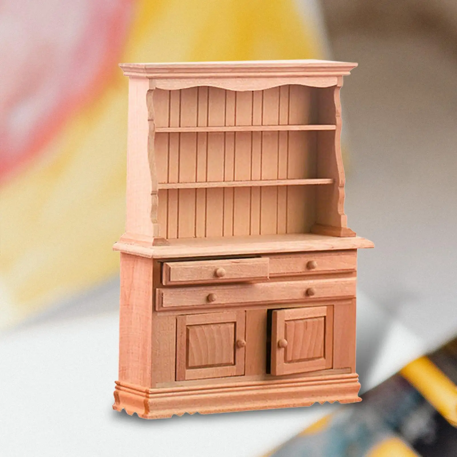 Wooden Dollhouse Display Cupboard Mini Furniture Bookcase Dollhouse Furniture for Holiday Gifts