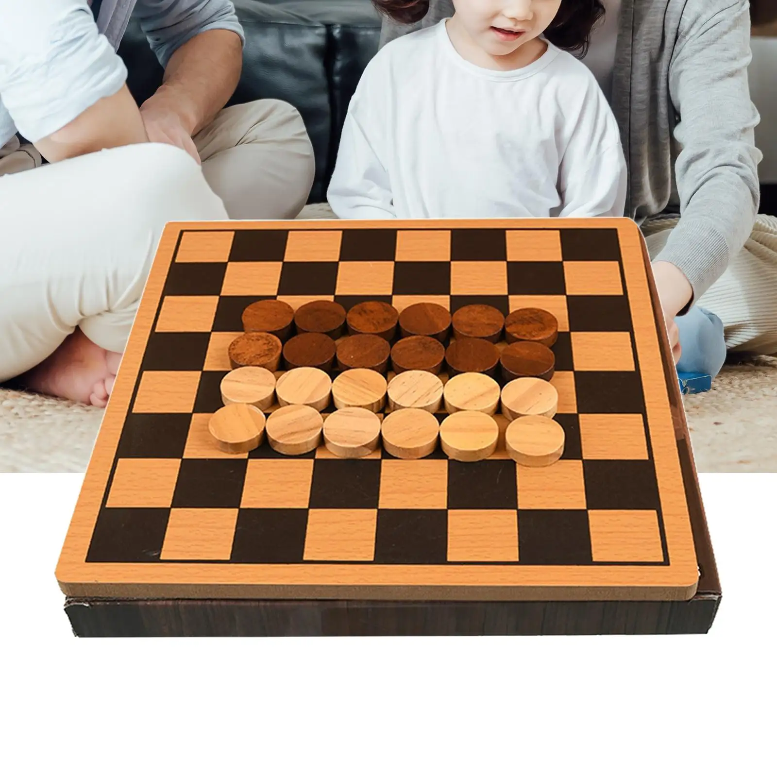 International Chess Game Set Decorative Chess Pieces Retro Style Puzzle Chess Figurine Wood for Children Kids Tabletop Travel