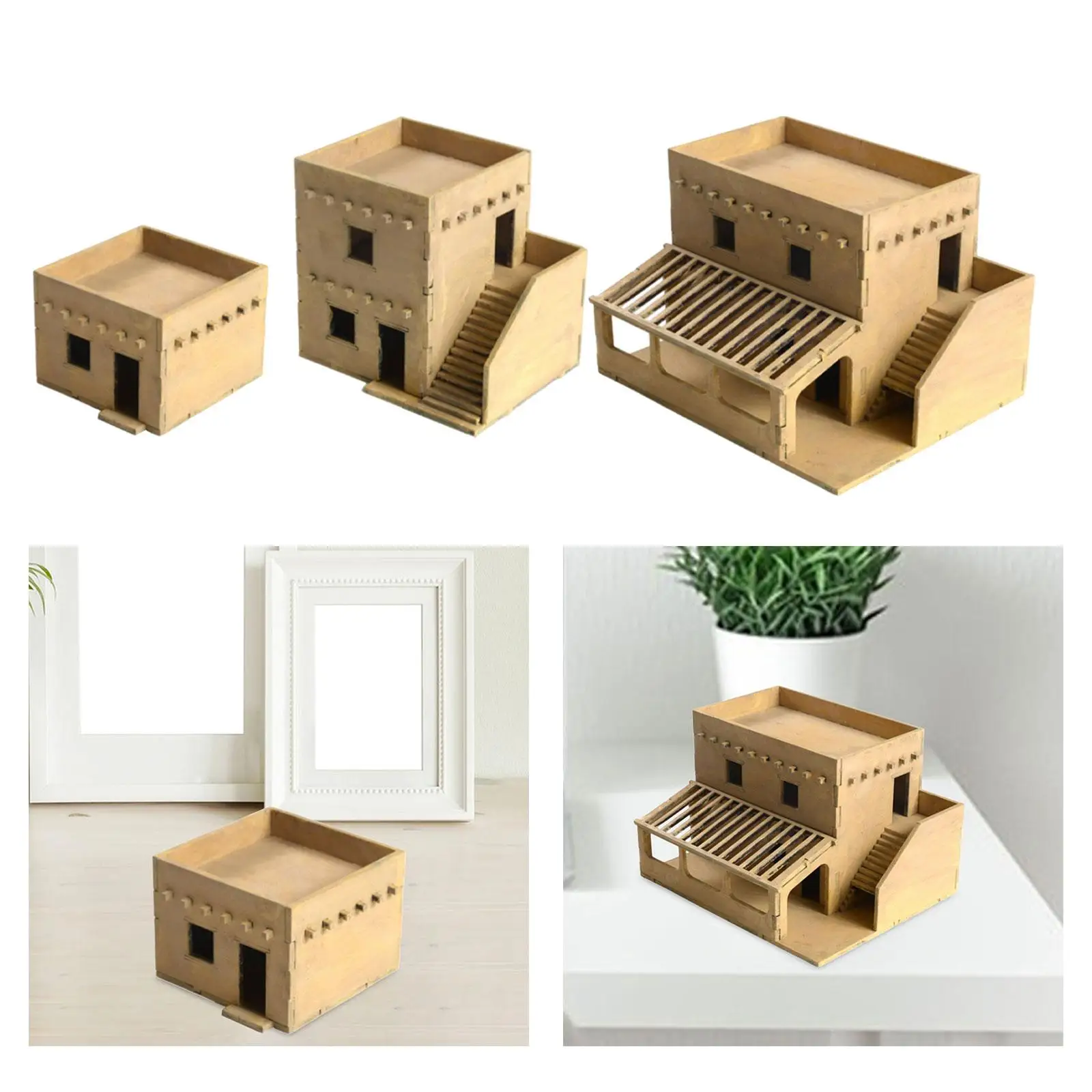 1/72 Miniature Wooden House Educational Learning Toy Layout Scenery for Sand Table Model Railway Micro Landscape Decor Accessory