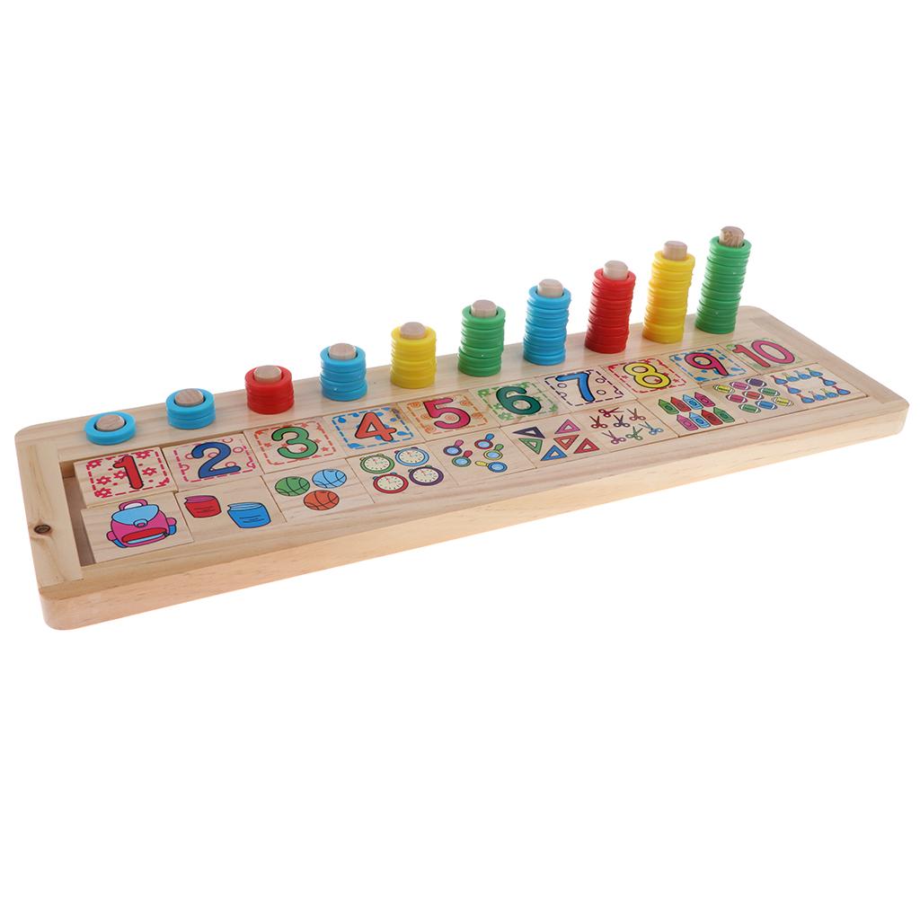 Wooden Number Puzzle Sorting Montessori Toys for Toddlers - Shape Color Sorter