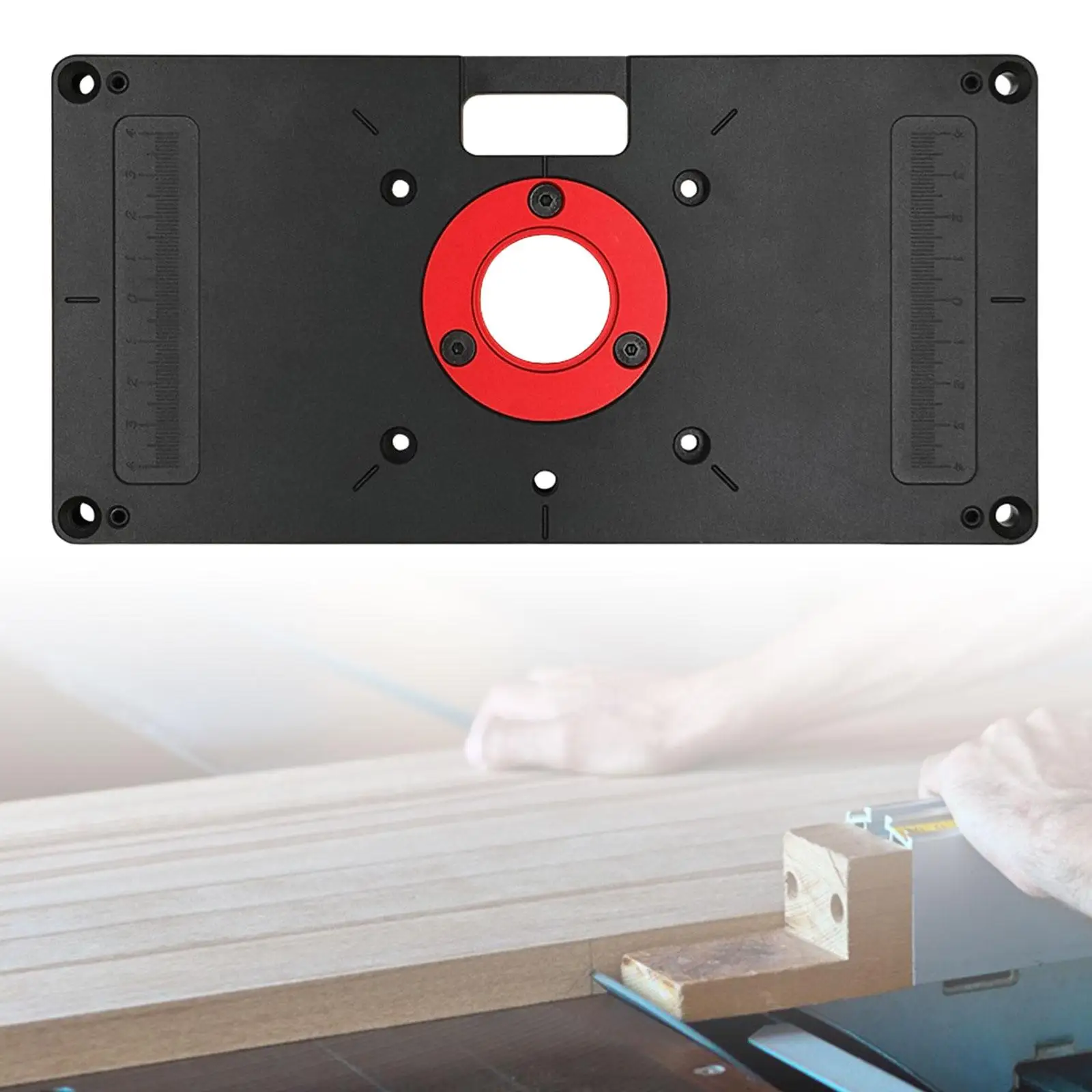 Router Table Insert Plate Trimming Router Plate Table Top Insert Mounting Plate Precision Router Lift Tool with Rings with Scale