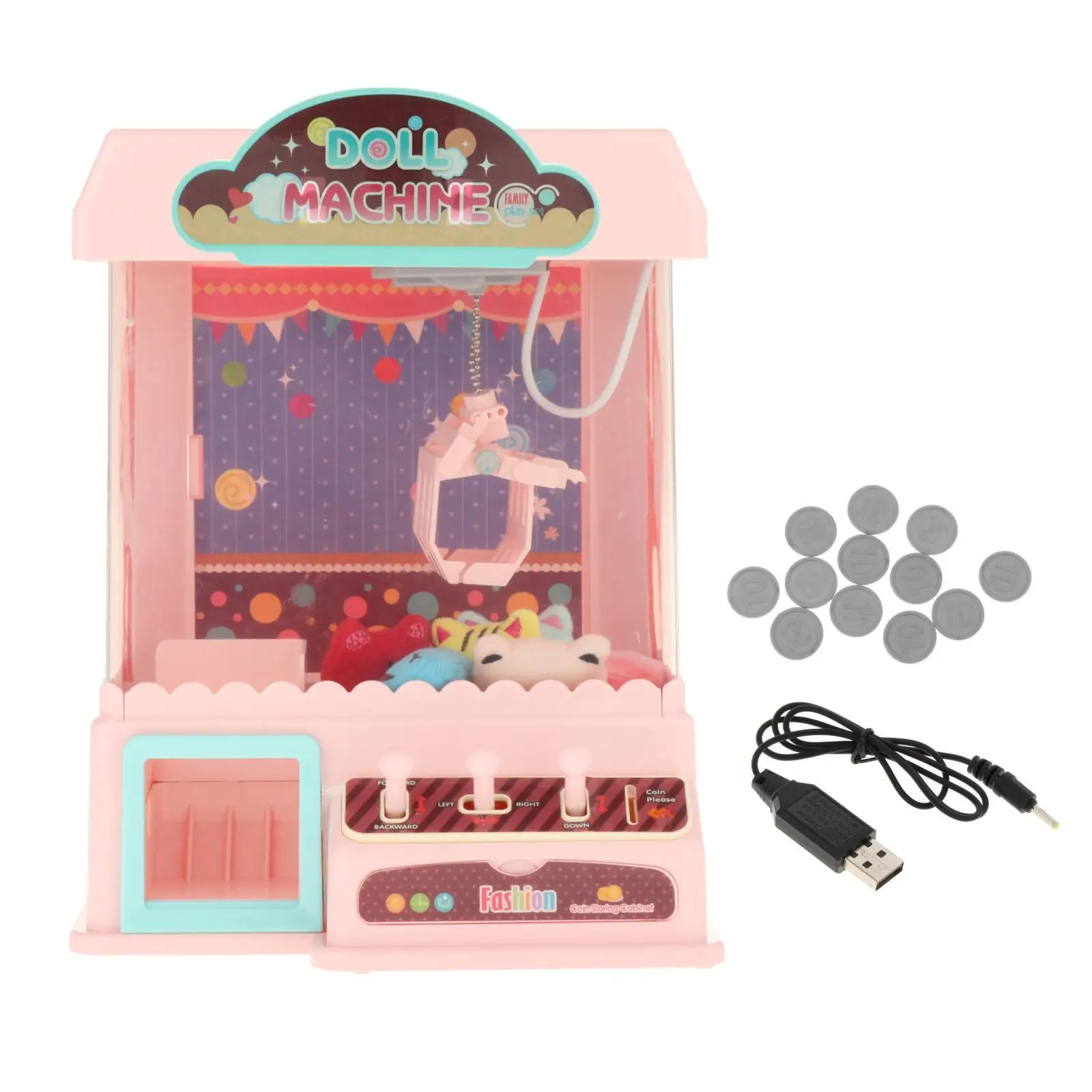 Rechargeable Claw Machine with 6 Dolls Vending Grabber Machine for Children