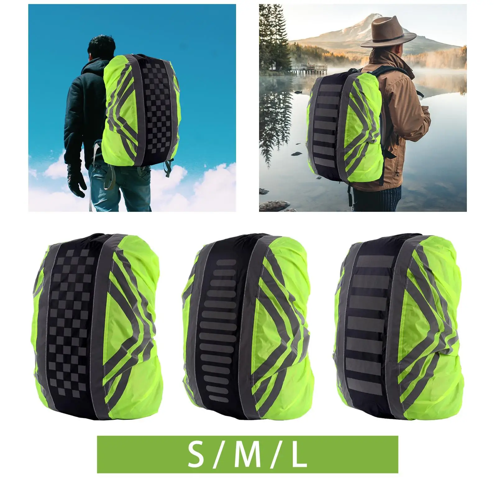 Backpack Rain Cover Waterproof High Visibility with Reflective Strip Rucksack Covers for Camping Traveling Outdoor Activities