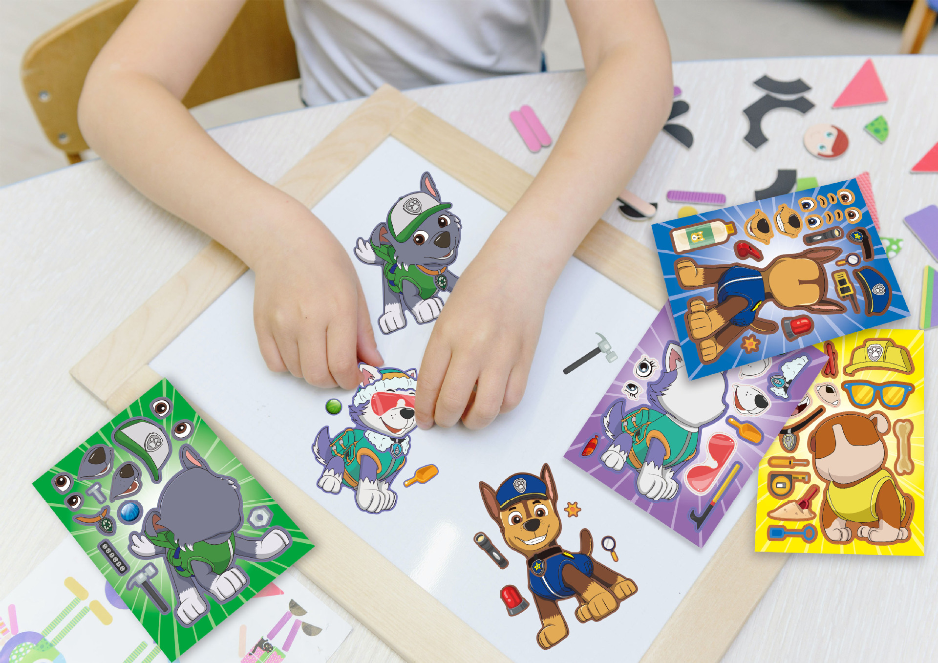 16 Blatt PAW Patrol Ballon-Aufkleber, Puzzle-Aufkleber, Chase Make-a-Face, zusammenbaubarer Cartoon-Aufkleber, zusammenbaubares Puzzle, Geschenk – Detail 7