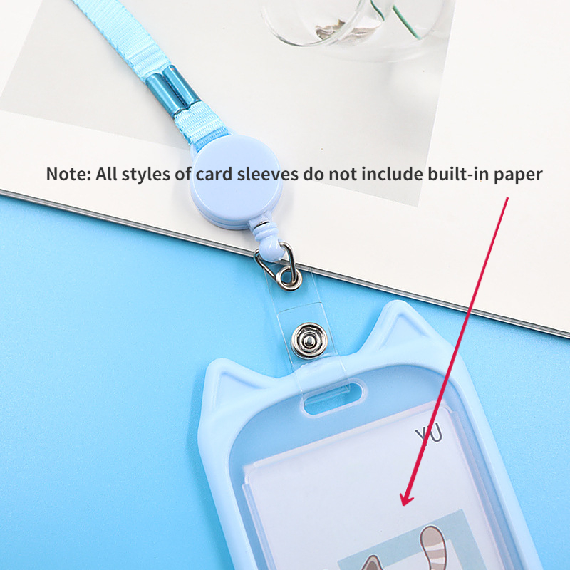1PC Nette Cartoon Katze Karte Halter Bank Identität Bus ID Karte Halter Fall mit Versenkbare Reel Lanyard Kredit Abdeckung fall Kinder Geschenk – Detail 13