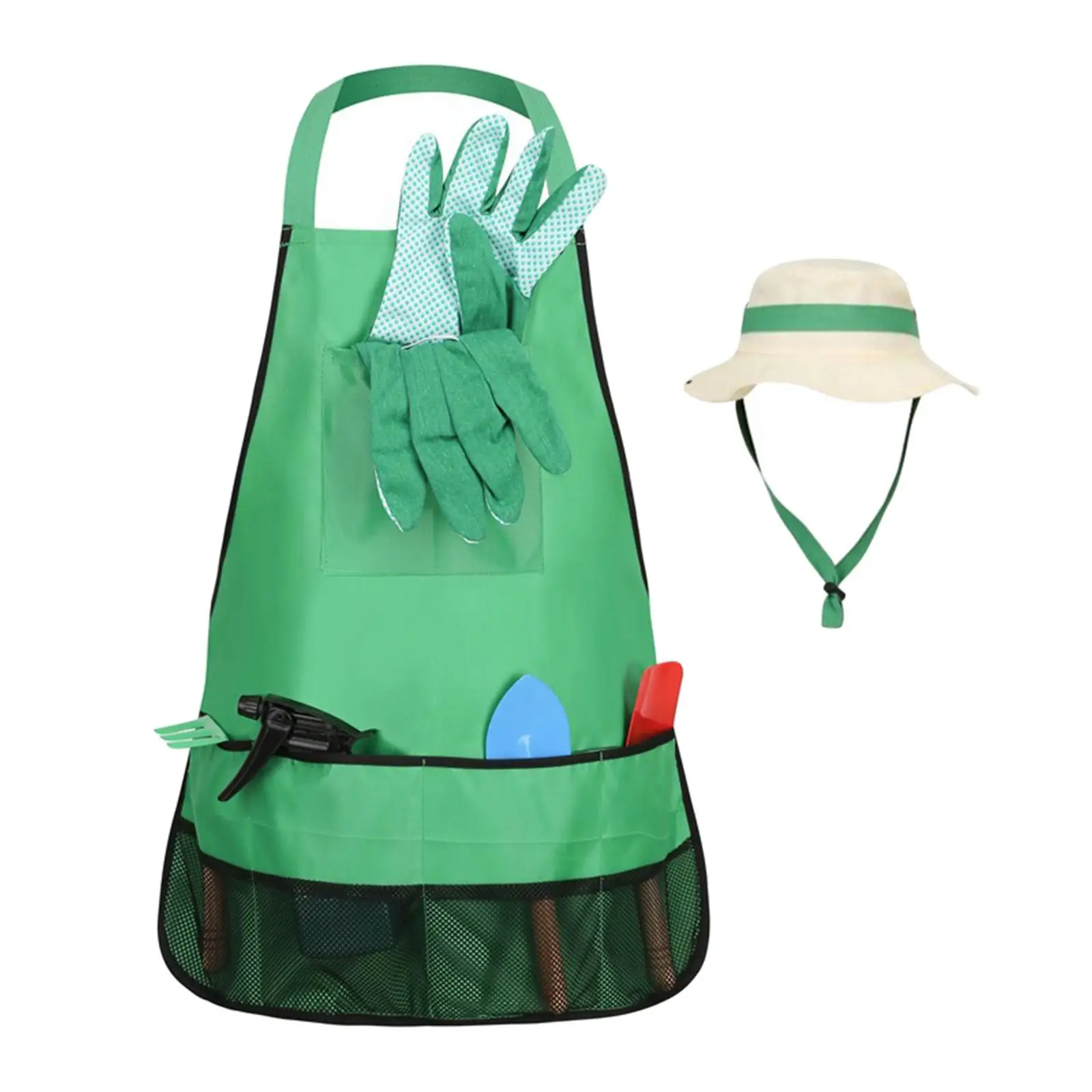 Mini Spade Gloves Apron Garden Pretend Toy Early Learning Role Playing Toddlers Gardening Tool Kits for Kindergarten Boys Girls