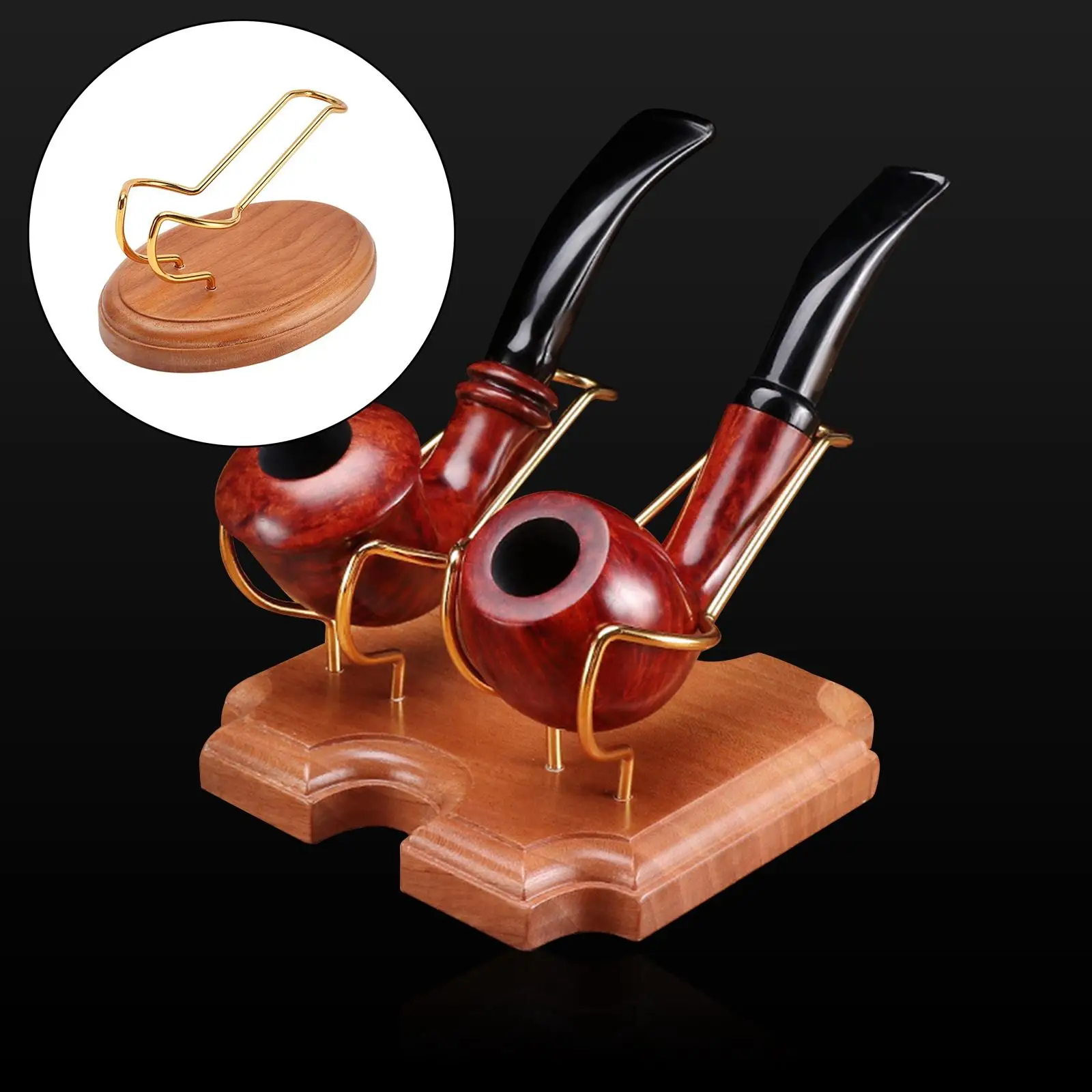 Natural CHERRY Wood Cigarette Pipe Holder Display Rack for Families Hotel