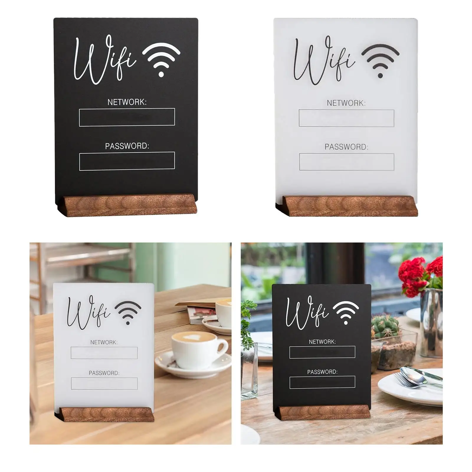 WiFi Password Sign Multifunctional Portable Freestanding Reusable Table Display Holder for Office Banquet Home Guests Desktop